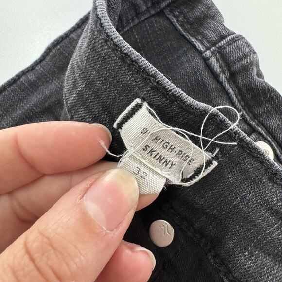 Madewell Jeans Womens 32 Black Lunar Wash 9 Inch High Rise Skinny Stretch H2227 - Picture 5 of 10